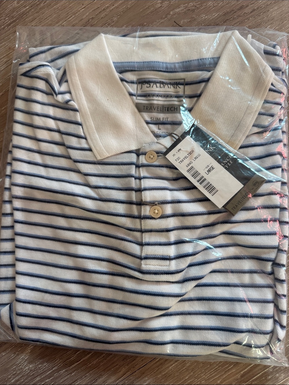 Jos. A. Bank White Polo with Blue Stripes